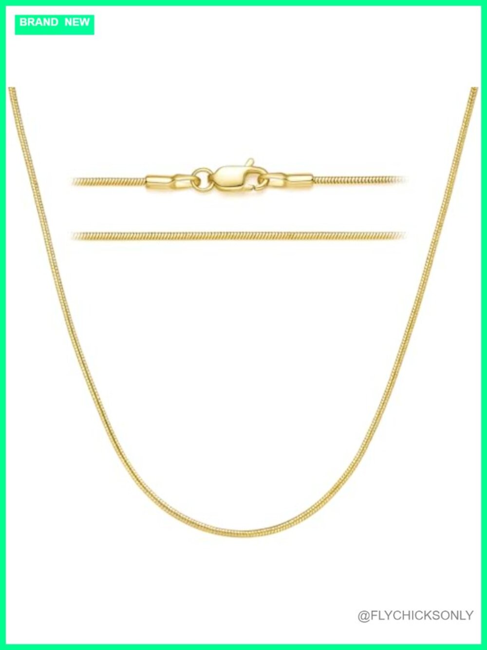 14K Gold Plated Snake Chain Necklace for Women Lobster Clasp